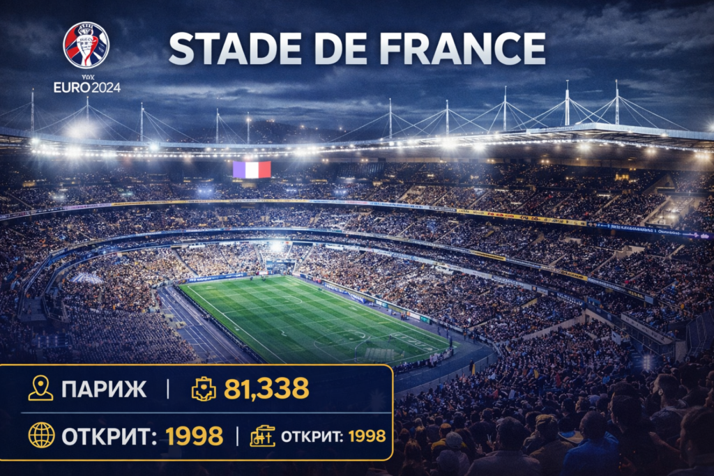 Стад де Франс при залез слънце